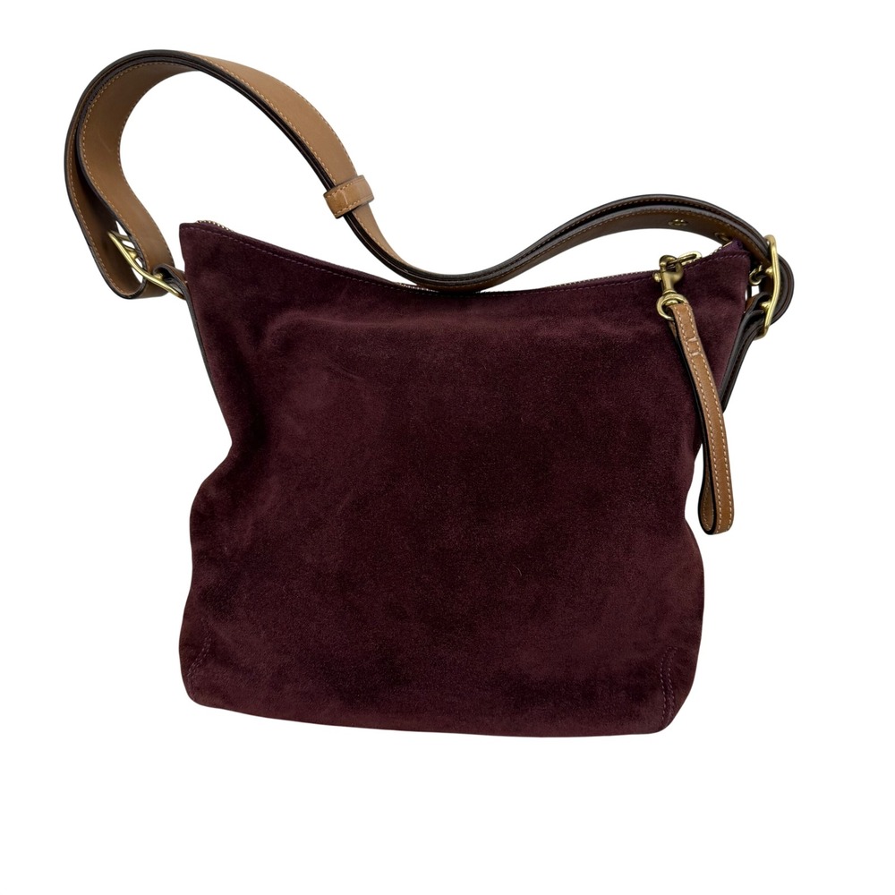 Vtg Coach Legacy Slim Suede Hobo Plum Suede Rare Excellent Leather Trim F3S-9327